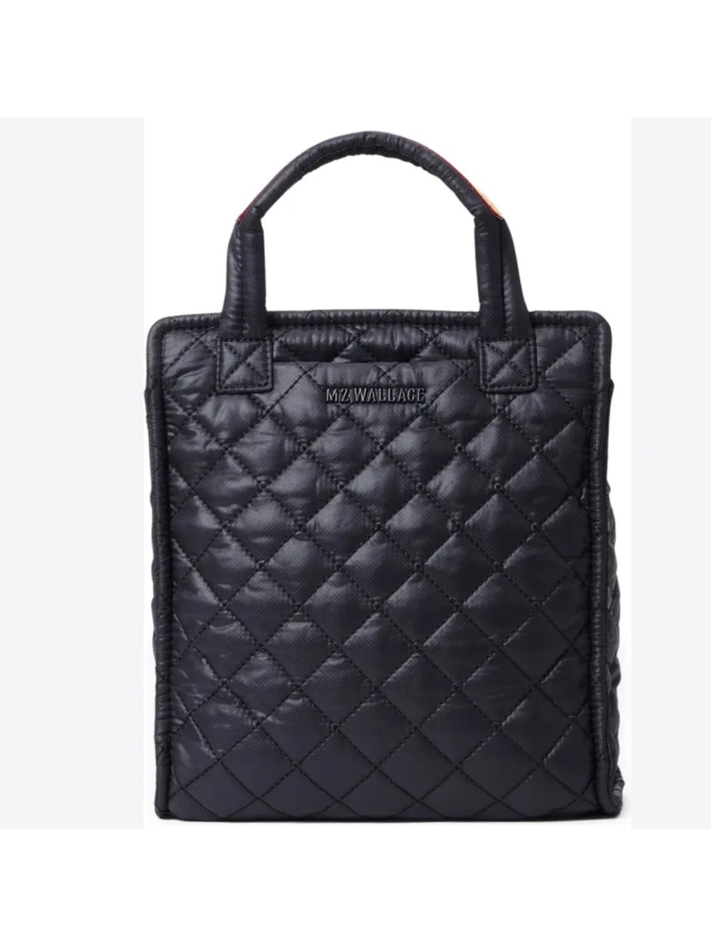 MZ WALLACE Quilted Bag Mini Metro Box Tote Bag Black 9Lx8.5Wx4D Without CB Strap